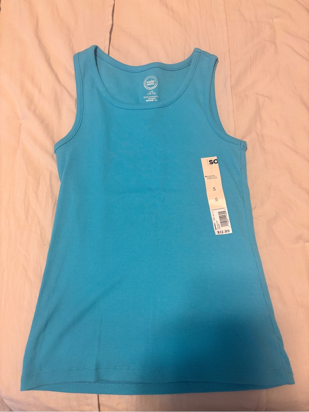 Girls size large Blue Ribbed Tank Top NEW WITH TAGS